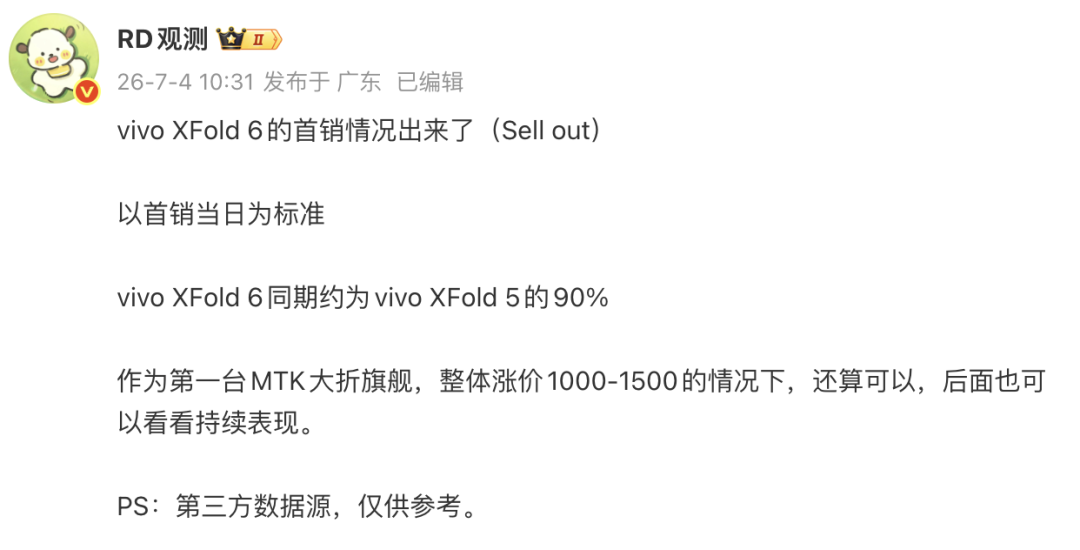 vivo x fold6首销表现亮眼亚洲色就色成人综合网折叠旗舰引关注行业新动向